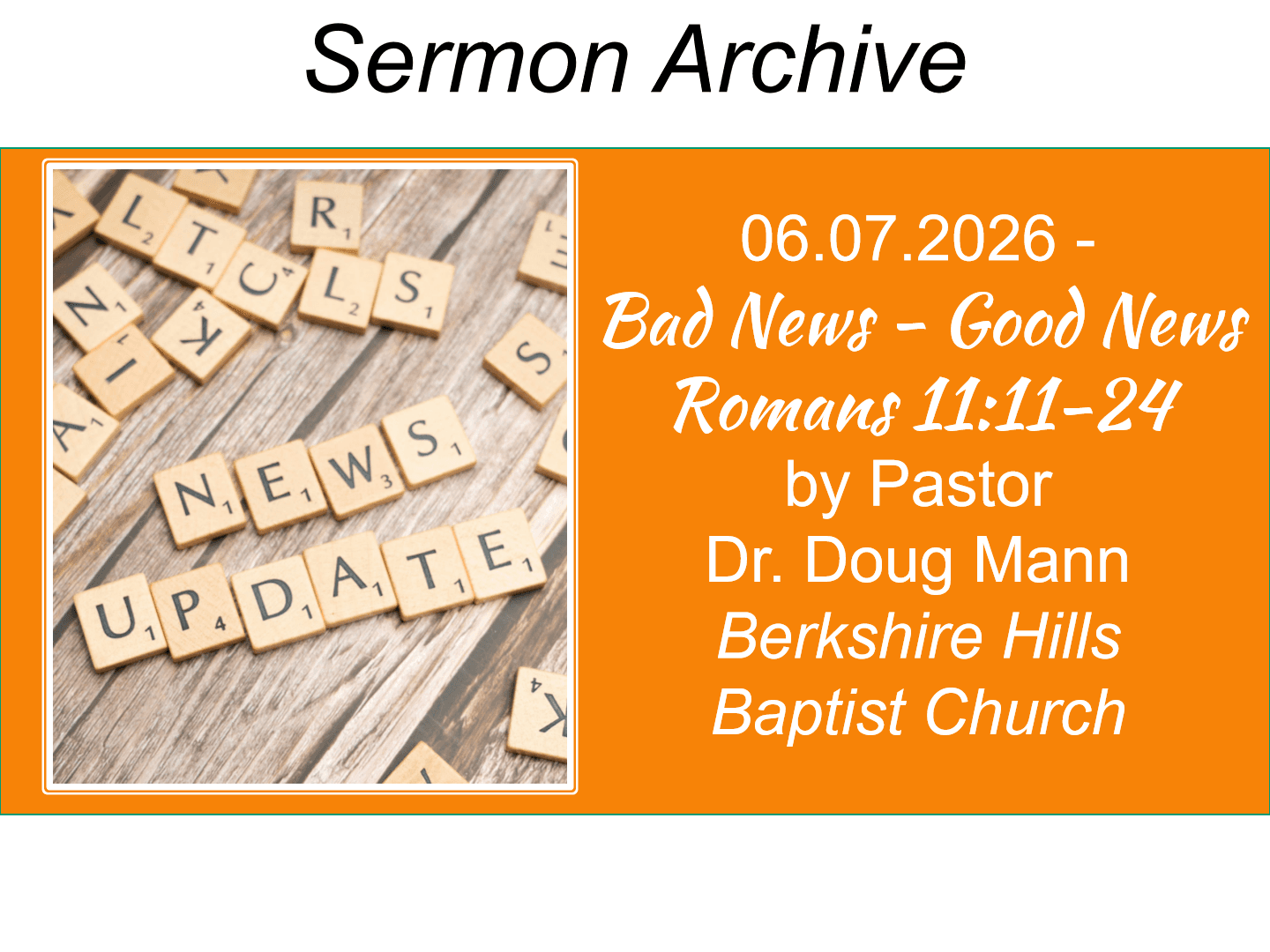 Title slide for “Bad News - Good News”