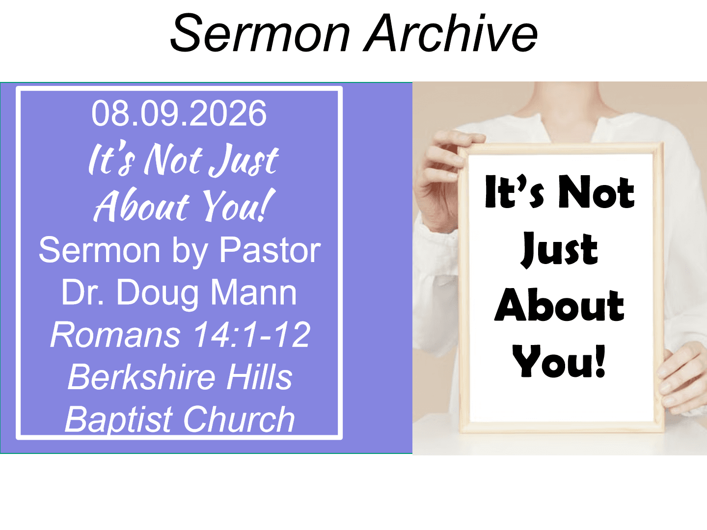 Title slide for “It's Not Just About You”