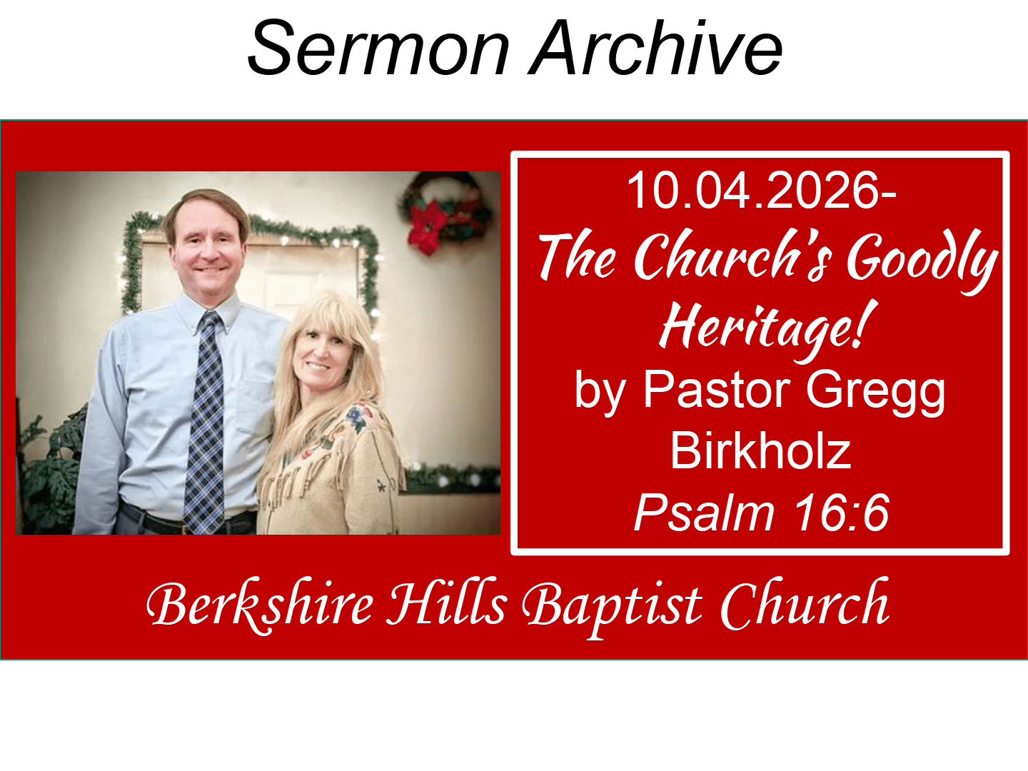 Title slide for “Church's Goodly Heritage”