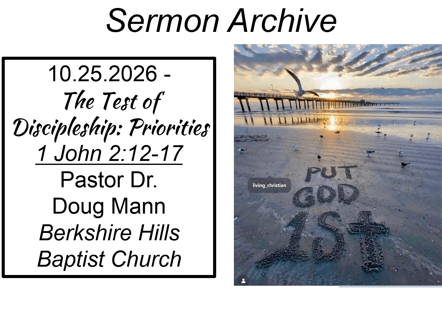 Title slide for “Test Of Discipleship Priorities”
